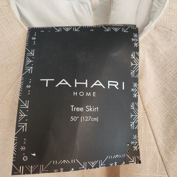 Tahari Round Fringe Christmas Tree Skirt 50" Taupe Brand New with Tags‎ - Picture 3 of 3